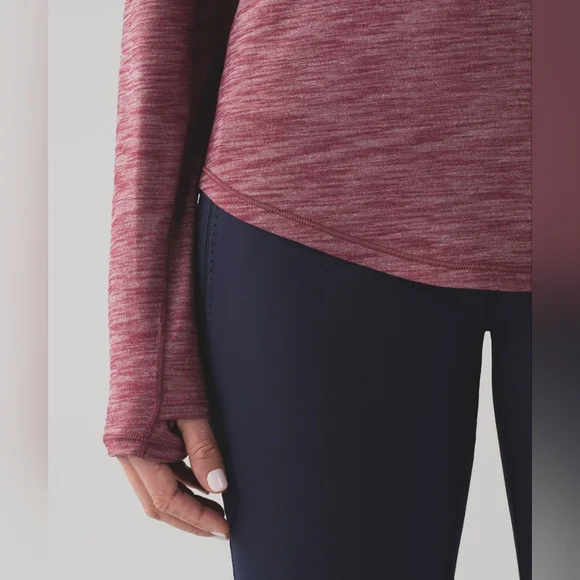 GUC Lululemon Athletica Lost in Pace Long Sleeve Heathered Deep Rouge Size 12 - Picture 4 of 14